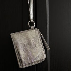 Madewell Silver Leather Wristlet/Card Holder